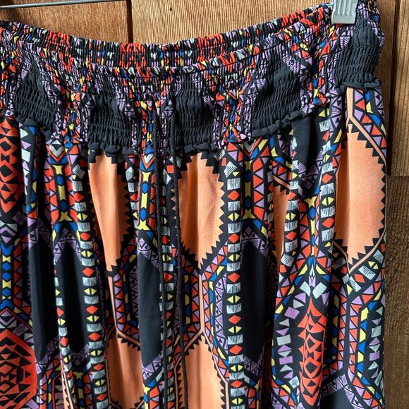 NWT Anthropologie Tribal Print Maxi Skirt With Elastic Smocked Waist in X-Small - Picture 10 of 14